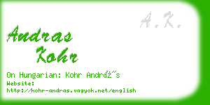 andras kohr business card